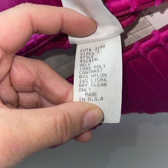 Tadashi Vintage Womens Tiered Gown Size 6 Pink Strapless Made In USA New - Picture 11 of 16